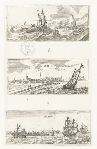 Drie zeegezichten by Cornelis Bol