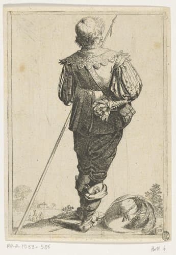 Officier met speer, op zijn rug gezien by Jacob Duck