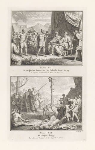 Terugkeer van de verkenners uit Kanaän / Mozes en de koperen slang by Pieter Tanjé