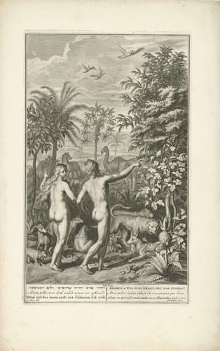 Adam en Eva in het paradijs by Joseph Mulder
