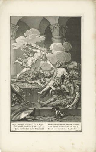 Petrus door een engel uit de gevangenis bevrijd by Joseph Mulder