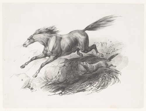Paard opgejaagd door wolven by Victor Adam
