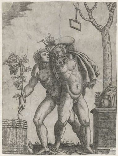 Silenus ondersteund door een jonge bacchant by anonymous