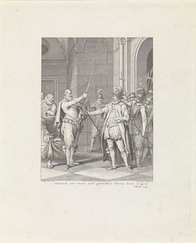 Egmond geeft zijn degen aan Alva, 1567 by Theodoor Koning