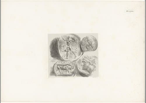 Studies van vier antieke medailles by Eugène Delacroix