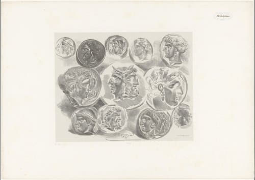 Studies van twaalf antieke medailles by Eugène Delacroix