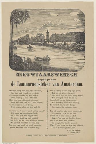 Nieuwjaarswens van de lantaarnopsteker van Amsterdam by Hendrik Frederik Koen