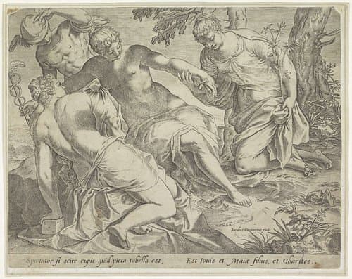 Mercurius en de Gratiën by Agostino Carracci