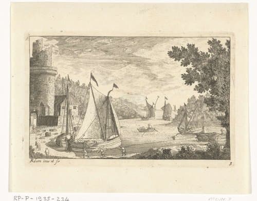 Vissershaven met boten by Richard Adam
