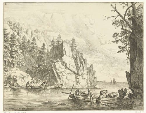 Rivierlandschap met vissers by Jan van Aken
