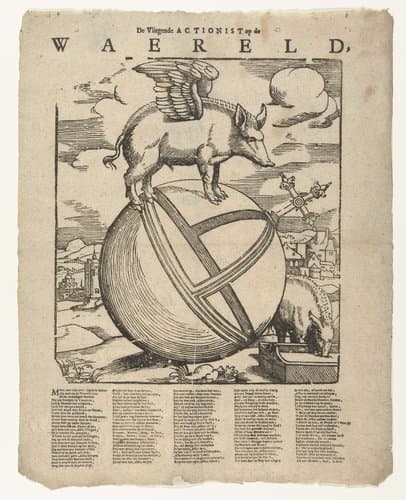 Het gevleugelde varken op de wereld by Cornelis Anthonisz.