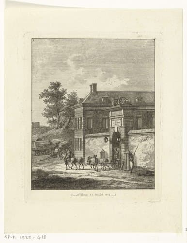Zes landschappen met soldatenstaffage by Joannes Bemme