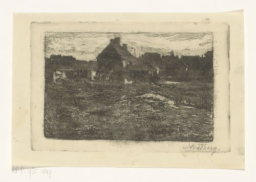 Dorpsgezicht bij avond by Andries van den Berg