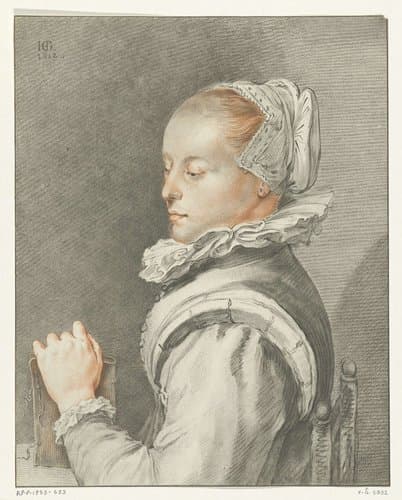Portret van Maria Tesselschade Roemers Visscher by Johannes Körnlein