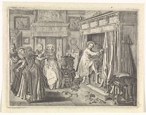 Slaapkamertafereel by Cornelis van Kittensteyn