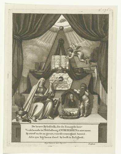 Allegorische compositie op de dood van predikant Andreas Andriessen