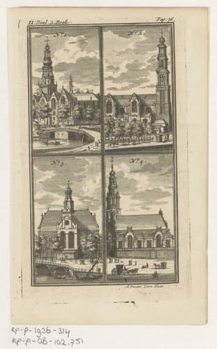 Vier verschillende kerken te Amsterdam by Adolf van der Laan