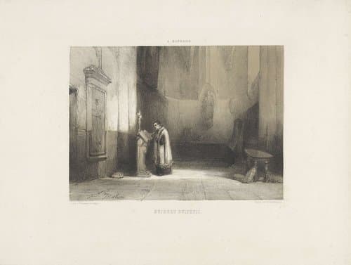 Hubert Duifhuis lezend in een kerk by Johannes Bosboom