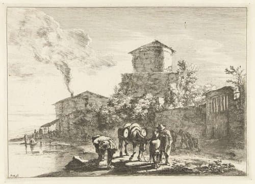 Mannen en een muilezel bij de Via Appia by Jan Both