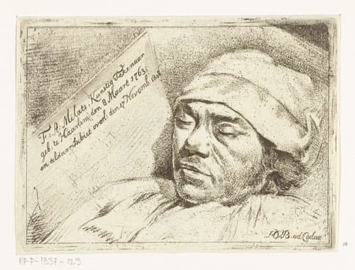 Portret van de schilder Franciscus Andreas Milatz op zijn doodsbed by Hermanus van Brussel