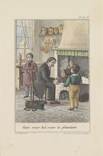Hem voor het vuur te plaatsen by Johann Peter Berghaus