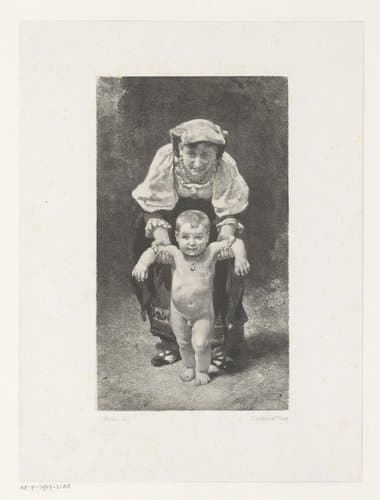 Italiaanse vrouw met jongen by Jan Mesker