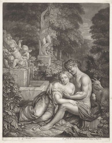 Vertumnus en Pomona by Gerard Valck