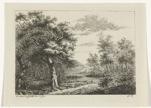Landschap met figuren en vee by Cornelis Ouboter van der Griendt