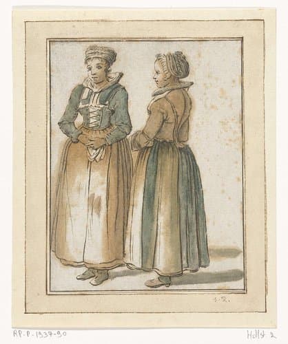 Twee staande vrouwen by Hendrik Busserus