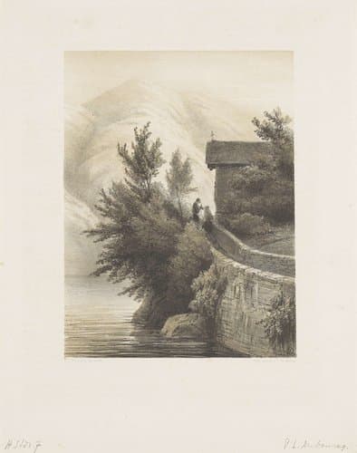 Berglandschap met kapel by Pierre Louis Dubourcq