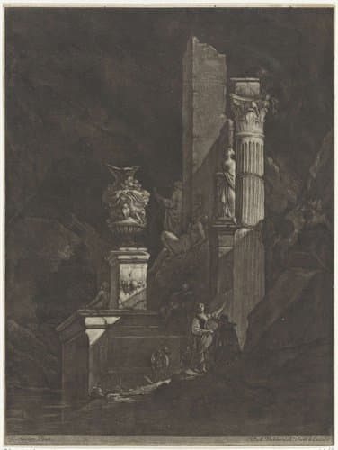 Klassieke ruïnes in een grot by Pieter Anthony Wakkerdak