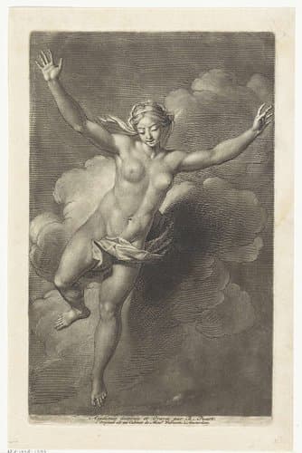 Naakte vrouw in de wolken by Bernard Picart