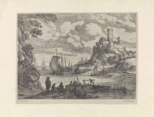 Havengezicht met schepen by Guilliam van Nieulandt (II)