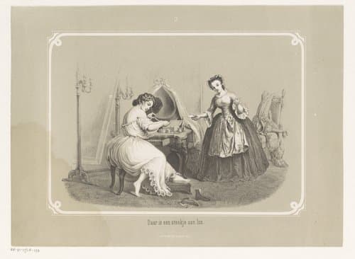 Twee vrouwen bij een kaptafel by Johannes Henderikus Morriën