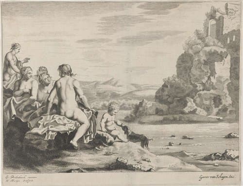 Nimfen op de rivieroever by Michiel Mosijn