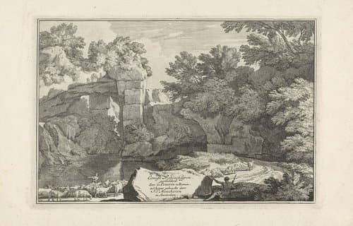 Landschap met een herder en zijn kudde by Isaac de Moucheron