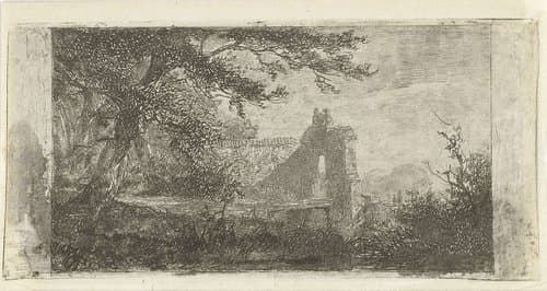 Landschap met poortgebouw by Jan Frederik van Deventer