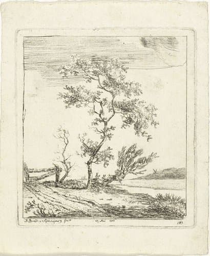 Landschap met boom bij een water by J. Ephraimszoon Dresden