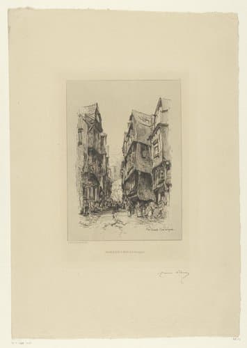 Straatgezicht in Morlaix by Maxime François Antoine Lalanne