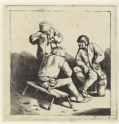 Drie drinkende mannen