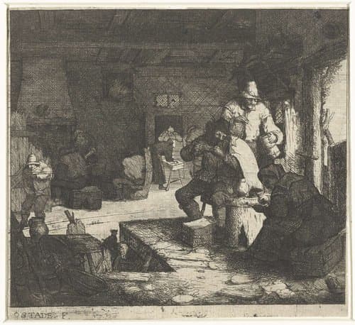 Rokers in een herberg by Adriaen van Ostade