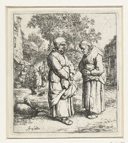 De twee huisvrouwen by Adriaen van Ostade