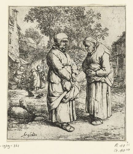 Twee oude vrouwen in gesprek by Adriaen van Ostade