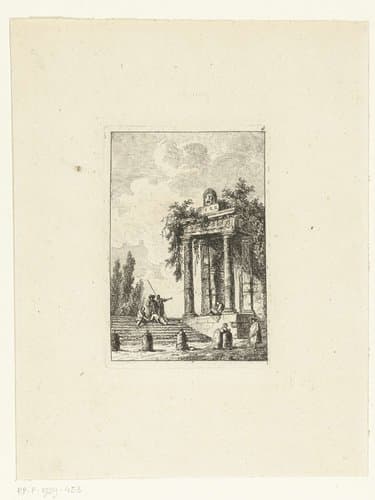 Trap met de vier grenspalen by Hubert Robert