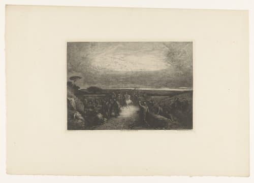 Landschap met ruiter in een menigte by François Nicolas Chifflart