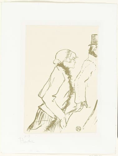 Ontwerp voor omslag muziekblad Pauvre pierreuse met lopende vrouw en man by Henri de Toulouse-Lautrec