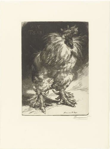 Kraaiende haan als symbool voor Frankrijk by Félix Bracquemond