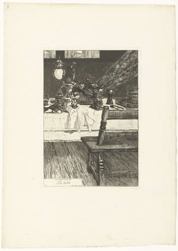Gedekte tafel met pastei in vorm van pauw by Félix Bracquemond