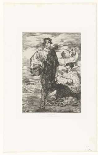 Zigeunerfamilie met man en vrouw met kind by Edouard Manet