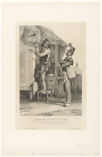 Sergeant en schoenlapper met vogelkooi by Nicolas Toussaint Charlet